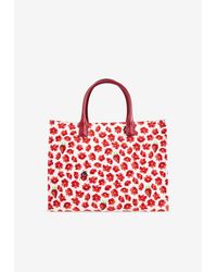 Versace La Medusa Strawberry Fields Tote in Red | Lyst
