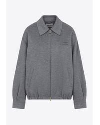 ブルゾン Miu Miu Bomber Imbottito In Lana Chevron Miu Miu Chevron Oversized Zip Up Bomber Jacket