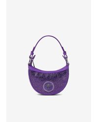 Versace Crystal Mini Hobo Bag in Gray | Lyst