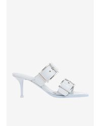 Alexander McQueen Punk double-buckle leather mules - White