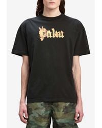 Palm Angels Burning Flame T-shirt in Black for Men | Lyst