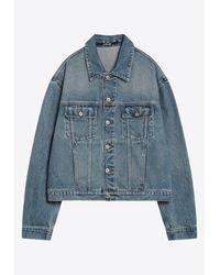 JACQUEMUS ジャケット Jacquemus Men's Leather Patch Denim Jacket in Blue Jacquemus