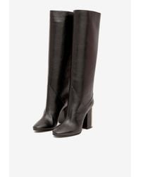 Jimmy Choo Hayley 100 Leather Thigh-High Boots in Black | Lyst