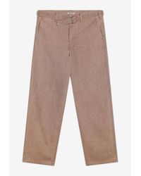 AURALEE Tan Washed Organic Canvas Trousers in Natural for Men | Lyst