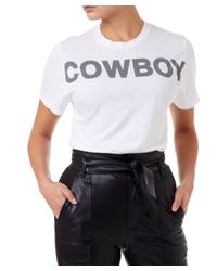 Filles A Papa Cowboy Distressed Tee Women White T-shirt