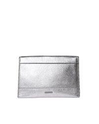 Rebecca Minkoff Metallic Silver Leather Leo Clutch Bag