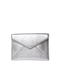 Rebecca Minkoff Metallic Silver Leather Leo Clutch Bag