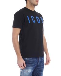 Dsquared Cotton Black And Blue Icon T Shirt For Men Lyst