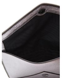 Rebecca Minkoff Metallic Silver Leather Leo Clutch Bag