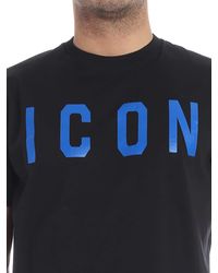 Dsquared Cotton Black And Blue Icon T Shirt For Men Lyst