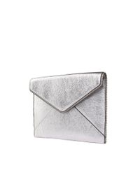 Rebecca Minkoff Metallic Silver Leather Leo Clutch Bag