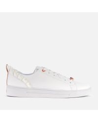 Ted Baker Astrina Leather Frill Low Top Trainers in White - Lyst