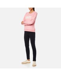 Gant Pink Logo Gold Chenille Crew Neck Sweatshirt