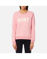 Gant Pink Logo Gold Chenille Crew Neck Sweatshirt