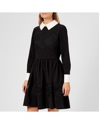 haeden collared lace panel dress