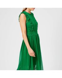 porrla frill lace midi dress