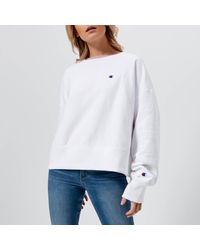 women's champion white crew neck sweatshirt