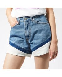 Levi's Denim Mom A Line Shorts in Blue/White (Blue) | Lyst