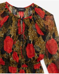 The Kooples Red Flounced Long Dress With Jungle Flower Print