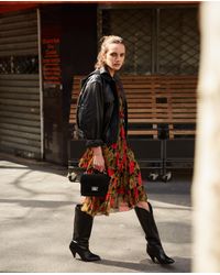 The Kooples Red Flounced Long Dress With Jungle Flower Print