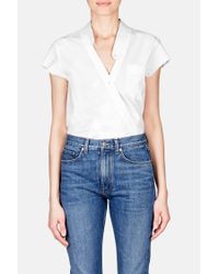 T By Alexander Wang - Blue Cross Front Short Sleeve Poplin Bodysuit - Lyst