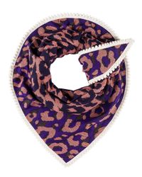 POM Amsterdam Blue Bright Leopard Shawl