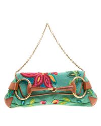 Gucci Multicolor Fabric Limited Edition Tom Ford Horsebit Chain Clutch