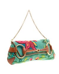 Gucci Multicolor Fabric Limited Edition Tom Ford Horsebit Chain Clutch