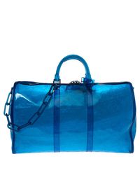Louis Vuitton Blue Monogram Prism Keepall Bandouliere 50 Bag for Men - Lyst