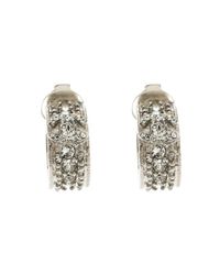 Chanel Metallic Cc Crystal Embellished Small Hoop Clip On Earrings