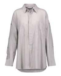 Helmut Lang Gray Cold-shoulder Cotton-broadcloth Shirt