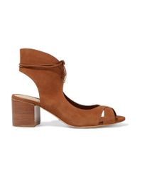 Schutz Brown Lace-up Nubuck Sandals