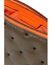 Rag & Bone Dot Dash Embroidered Textured-leather Pouch Army Green