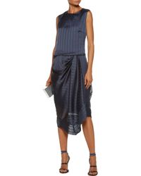 Zimmermann Blue Tarot Draped Striped Crepe De Chine Dress