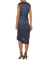 Zimmermann Blue Tarot Draped Striped Crepe De Chine Dress