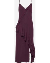IRO Purple Woman Granby Wrap-effect Printed Crepe De Chine Midi Dress Burgundy