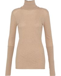 Enza Costa Multicolor Mélange Cotton And Cashmere-blend Turtleneck Top Neutral