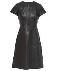 Muubaa Black Flared Zip-detailed Leather Dress