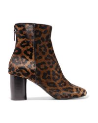 Sandro Brown Leopard-print Calf Hair Ankle Boots