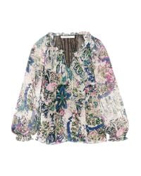 Diane von Furstenberg | Multicolor Wynn Printed Silk-chiffon Top | Lyst