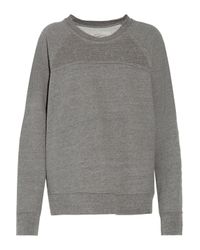 Current/Elliott Gray The Seamed Stud-embellished Marled Cotton-blend Sweatshirt