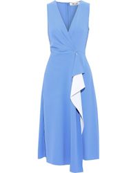 Diane von Furstenberg Addison Draped Two-tone Crepe Dress Light Blue - Lyst