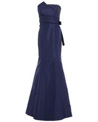 Carolina Herrera Strapless Embellished Silk-faille Gown in Navy (Blue ...