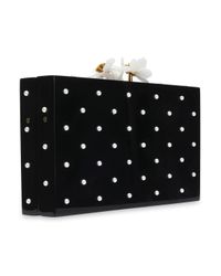 Charlotte Olympia Black Faux Pearl-embellished Perspex Box Clutch