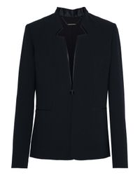Elie Tahari Blue Satin-trimmed Crepe Blazer