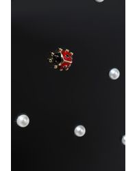 Charlotte Olympia Black Faux Pearl-embellished Perspex Box Clutch