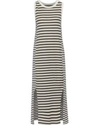 Current/Elliott The Perfect Muscle Striped Pima Cotton-jersey Midi Dress Off-white