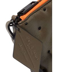 Rag & Bone Dot Dash Embroidered Textured-leather Pouch Army Green