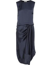 Zimmermann Blue Tarot Draped Striped Crepe De Chine Dress