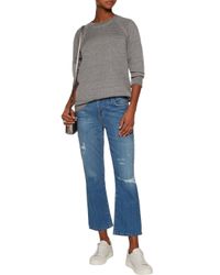 Current/Elliott Gray The Seamed Stud-embellished Marled Cotton-blend Sweatshirt
